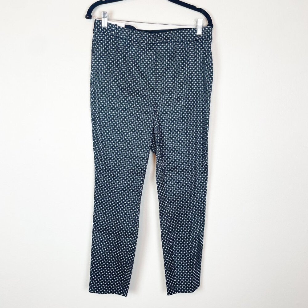 NWT H&M Women's 12 Blue‎ and Black  High Rise Tapered Leg Career Pants Stretch